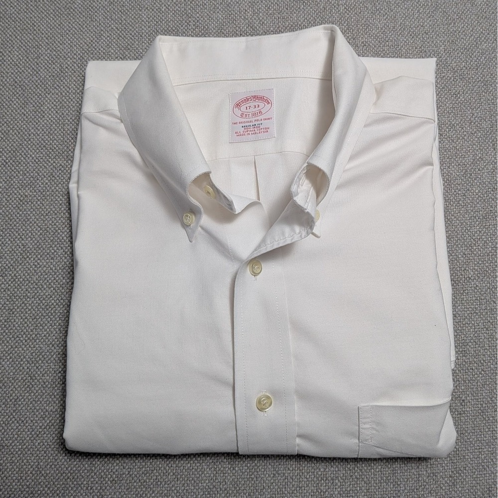 Brooks Brothers Men's White 17-33 Regular Fit Supima Cotton Non-Iron Dress Shirt